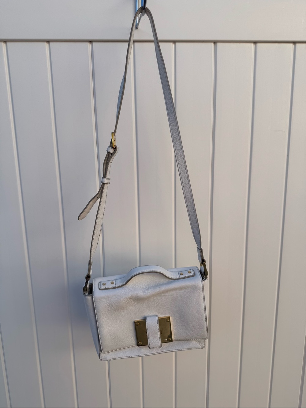 India Hicks London Harbour Island White Leather Structured Crossbody Bag DIY